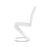 Set of Two White and Silver Upholstered Faux Leather Dining Parsons Chairs - Homeroots - Flyclothing LLC