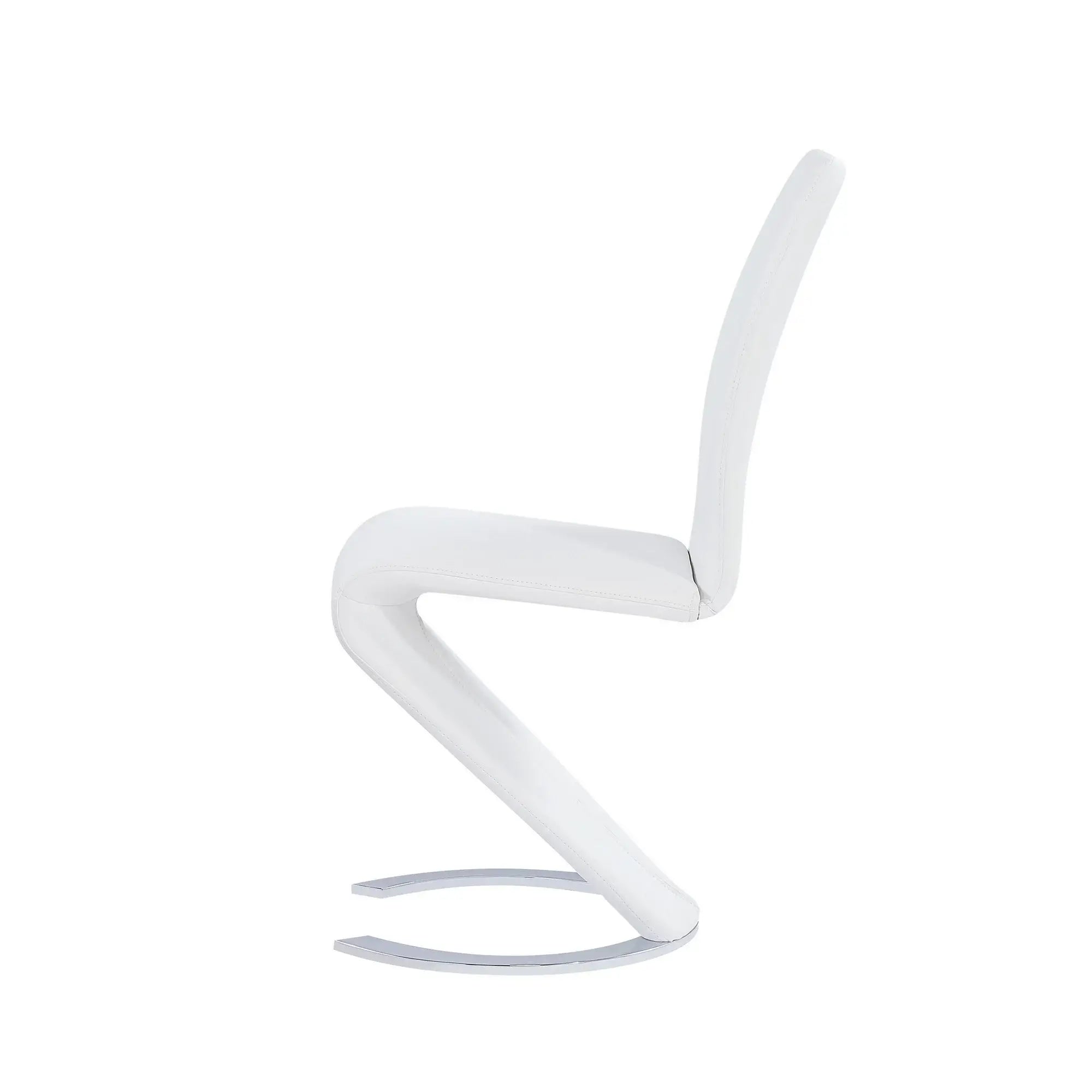 Set of Two White and Silver Upholstered Faux Leather Dining Parsons Chairs - Homeroots - Flyclothing LLC
