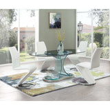 Set of Two White and Silver Upholstered Faux Leather Dining Parsons Chairs - Homeroots - Flyclothing LLC