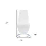Set of Two White and Silver Upholstered Faux Leather Dining Parsons Chairs - Homeroots - Flyclothing LLC