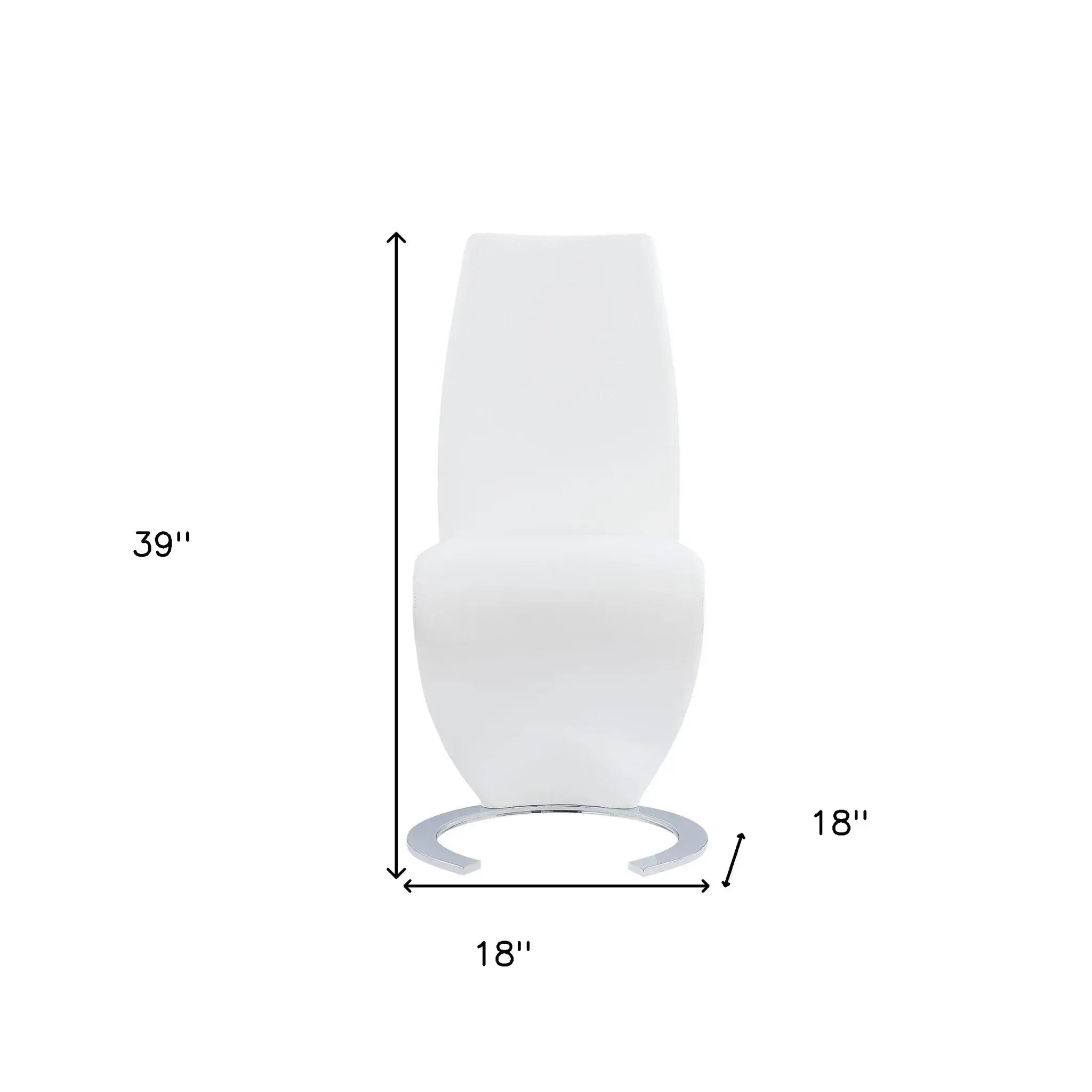 Set of Two White and Silver Upholstered Faux Leather Dining Parsons Chairs - Homeroots - Flyclothing LLC