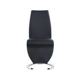 Set of Two Black and Silver Upholstered Faux Leather Dining Parsons Chairs - Homeroots