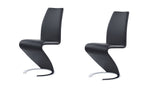 Set of Two Black and Silver Upholstered Faux Leather Dining Parsons Chairs - Homeroots