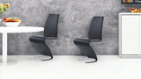 Set of Two Black and Silver Upholstered Faux Leather Dining Parsons Chairs - Homeroots