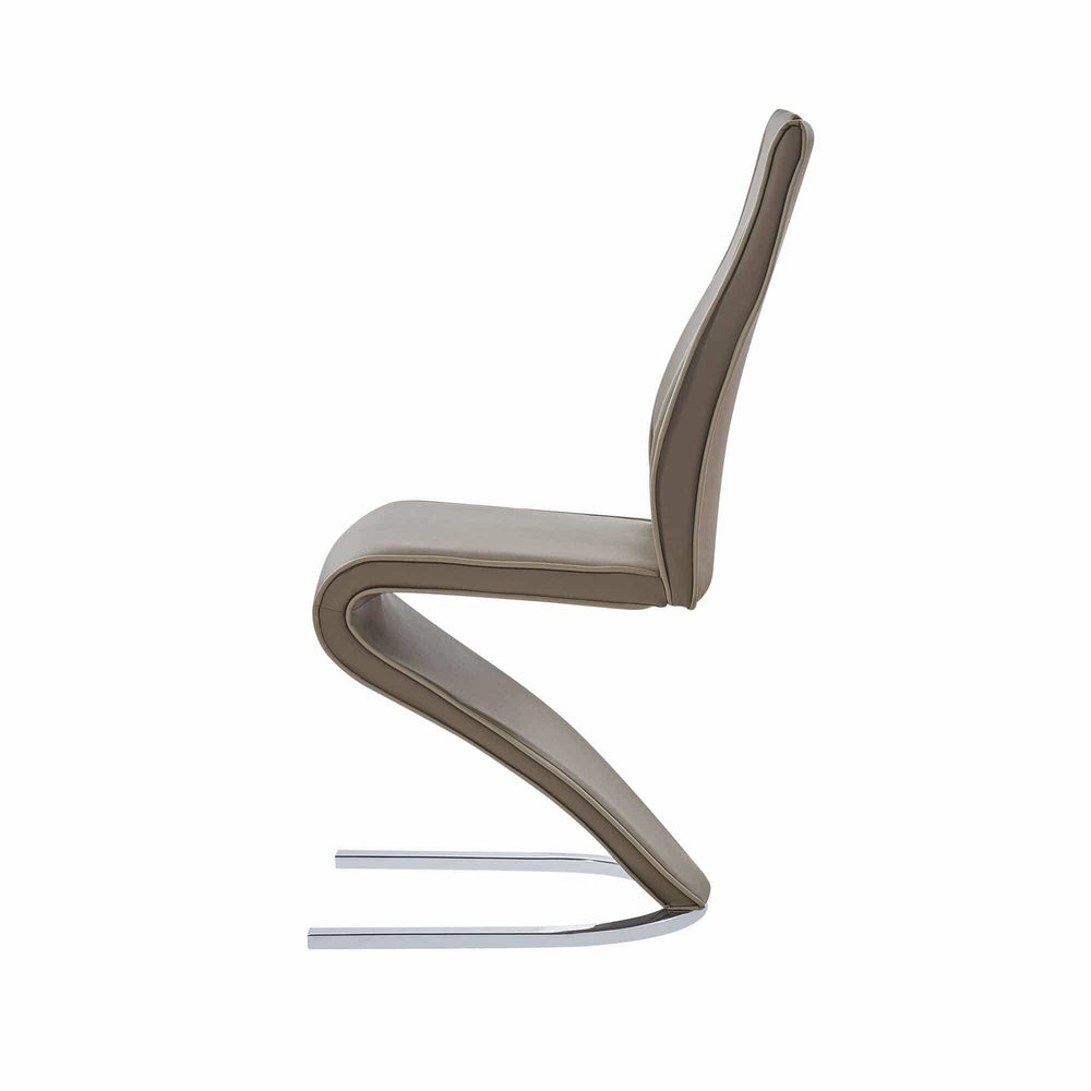 Set of Two Brown and Silver Upholstered Faux Leather Dining Parsons Chairs - Homeroots - Flyclothing LLC