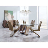 Set of Two Brown and Silver Upholstered Faux Leather Dining Parsons Chairs - Homeroots - Flyclothing LLC