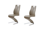 Set of Two Brown and Silver Upholstered Faux Leather Dining Parsons Chairs - Homeroots