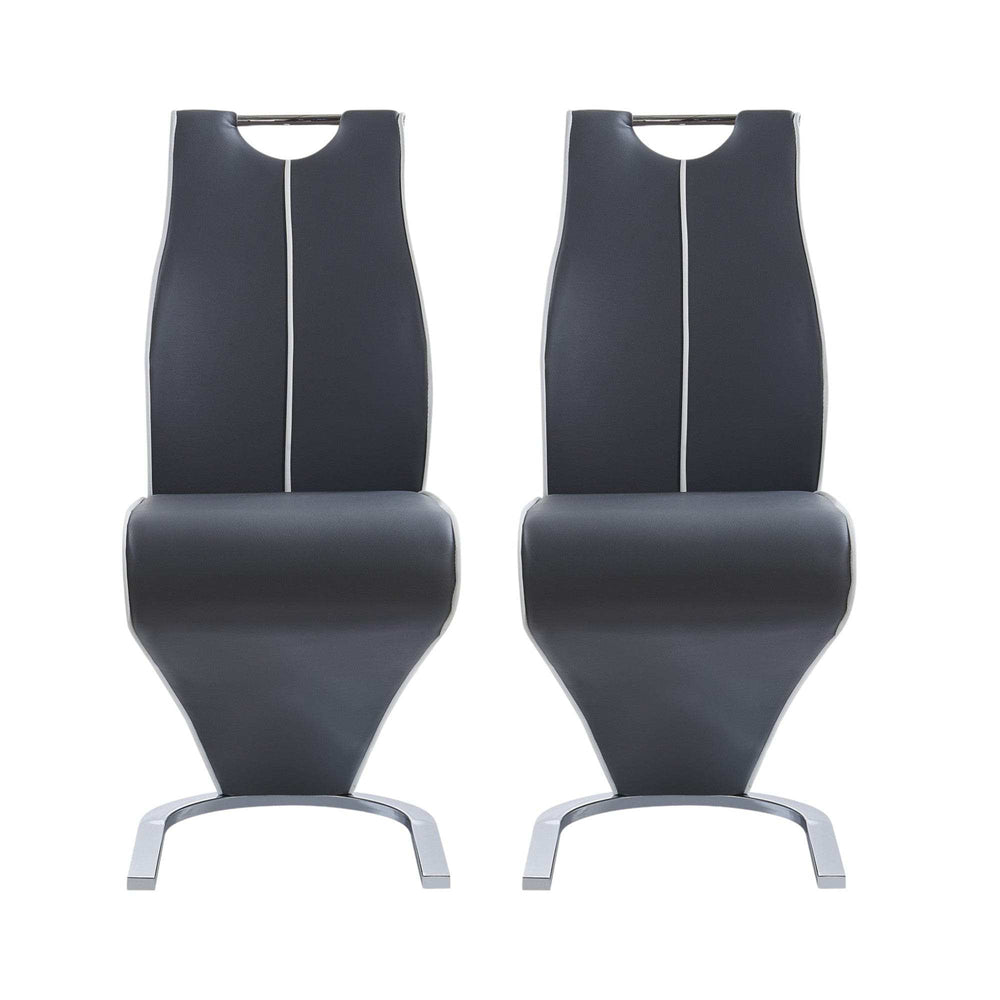 Set of Two Gray And Silver Upholstered Dining Side Chairs - Homeroots - Flyclothing LLC