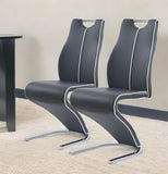 Set of Two Gray And Silver Upholstered Dining Side Chairs - Homeroots