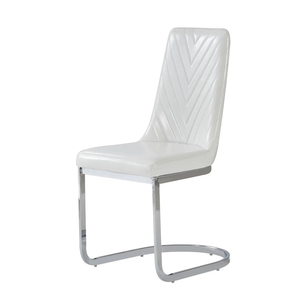 Set Of 2 Modern White Dining Chairs With Horse Shoe Style Metal Base - Homeroots