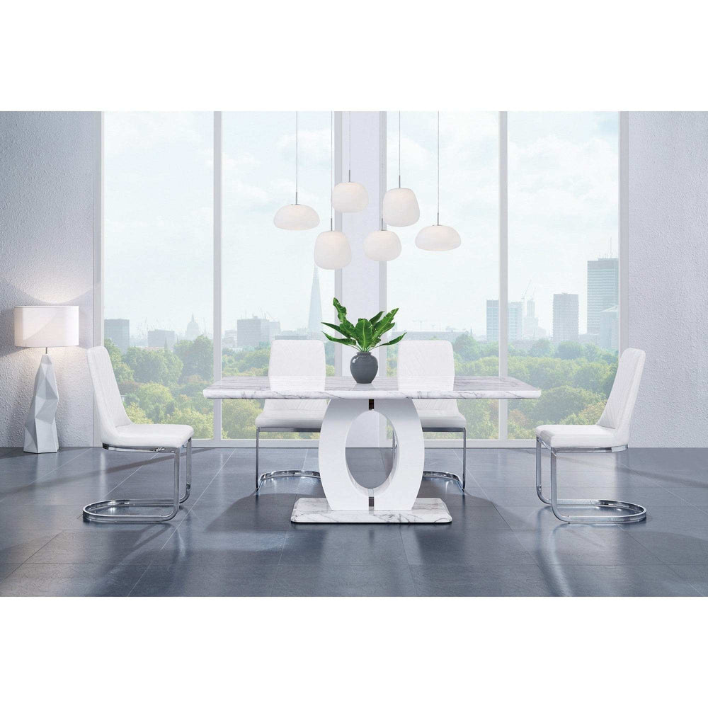Set Of 2 Modern White Dining Chairs With Horse Shoe Style Metal Base - Homeroots - Flyclothing LLC