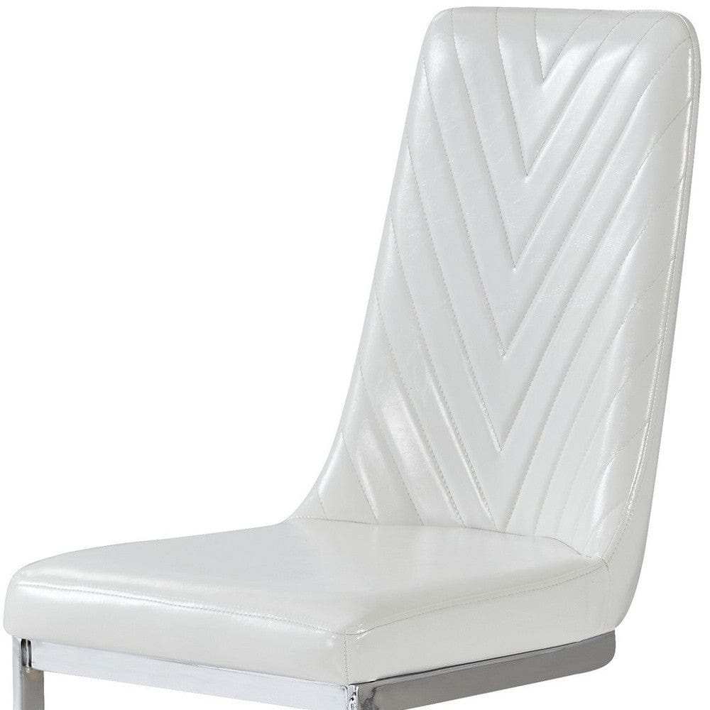Set Of 2 Modern White Dining Chairs With Horse Shoe Style Metal Base - Homeroots - Flyclothing LLC