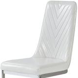 Set Of 2 Modern White Dining Chairs With Horse Shoe Style Metal Base - Homeroots