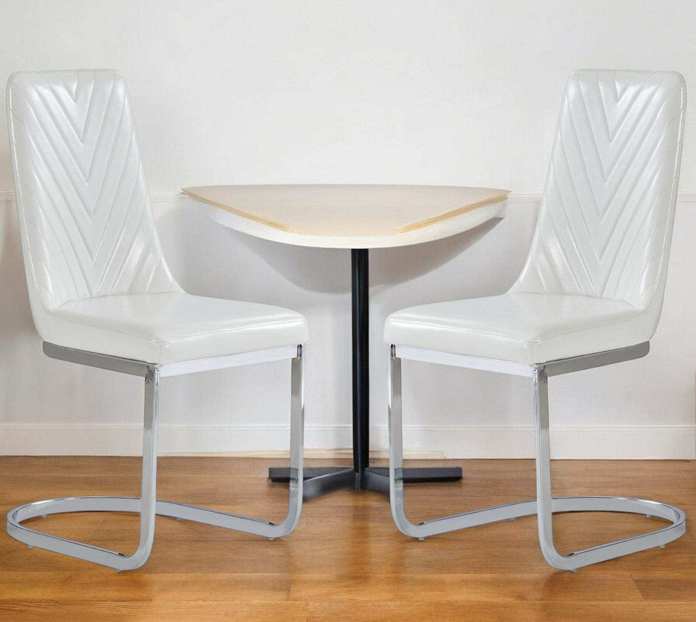 Set Of 2 Modern White Dining Chairs With Horse Shoe Style Metal Base - Homeroots - Flyclothing LLC
