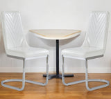 Set Of 2 Modern White Dining Chairs With Horse Shoe Style Metal Base - Homeroots