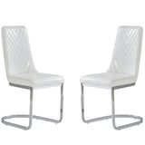 Set Of 2 Modern White Dining Chairs With Horse Shoe Style Metal Base - Homeroots