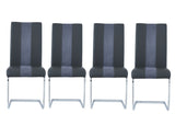 Set of Four Gray And Silver Upholstered Faux Leather Dining Side Chairs - Homeroots