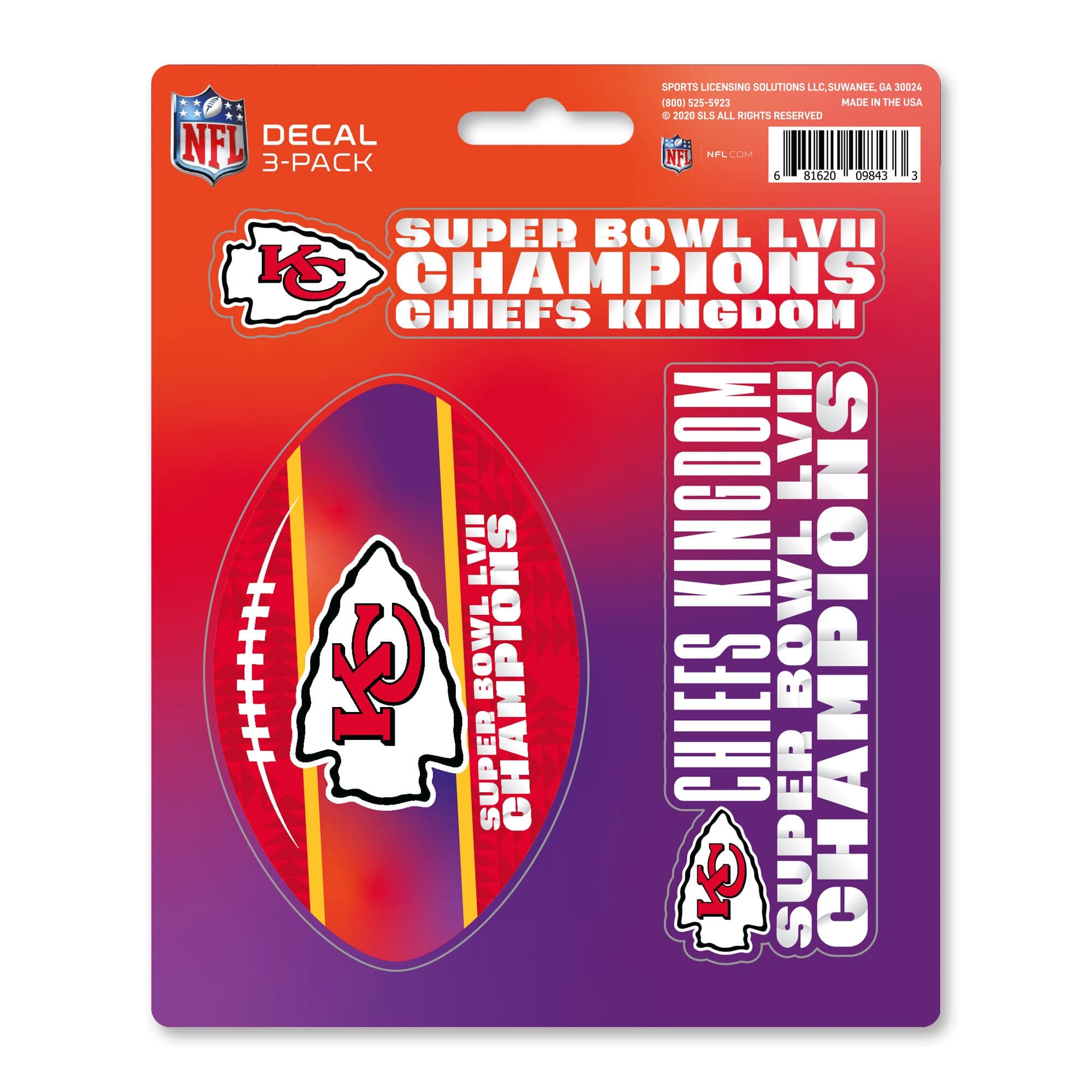 Kansas City Chiefs Super Bowl LVII Decal 3-pk - Kansas City Chiefs