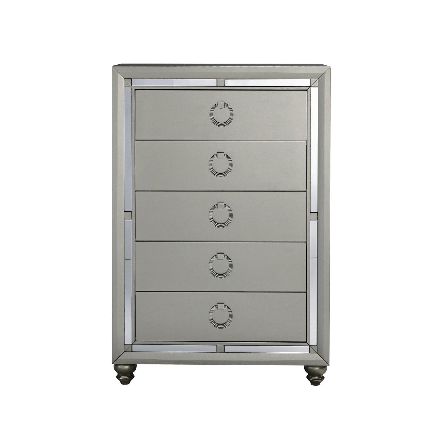 33" Silver Solid Wood Mirrored Five Drawer - Homeroots - Flyclothing LLC