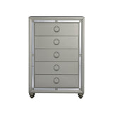 33" Silver Solid Wood Mirrored Five Drawer - Homeroots - Flyclothing LLC