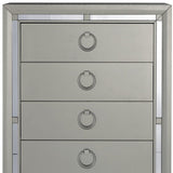 33" Silver Solid Wood Mirrored Five Drawer - Homeroots