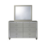 Modern Silver Tone Mirror With Sleek Wood Trim - Homeroots