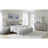 Silver Champagne Tone Nightstand With 2 Drawer Mirror Trim Accent - Homeroots - Flyclothing LLC