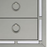 Silver Champagne Tone Nightstand With 2 Drawer  Mirror Trim Accent - Homeroots