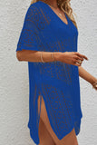 Openwork V-Neck Short Sleeve Cover Up - Trendsi
