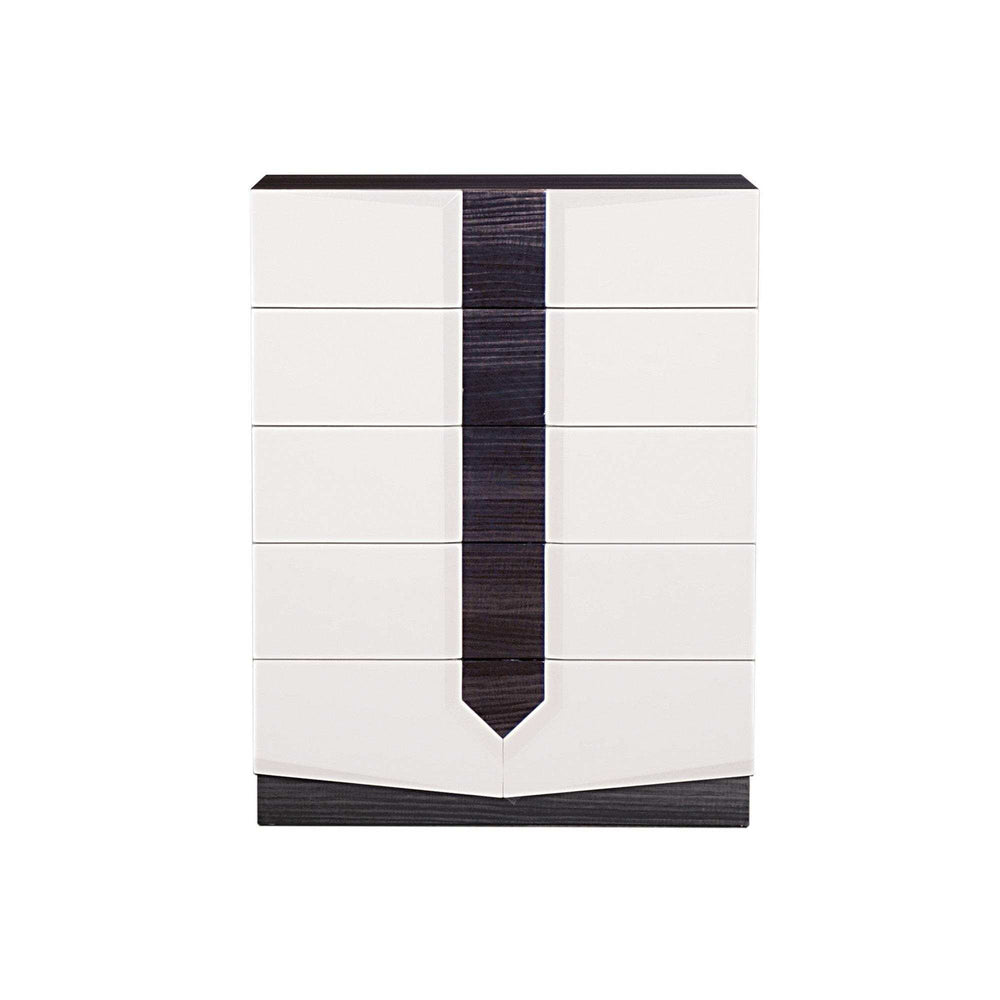 White And Grey Chest With 5 Drawer - Homeroots - Flyclothing LLC