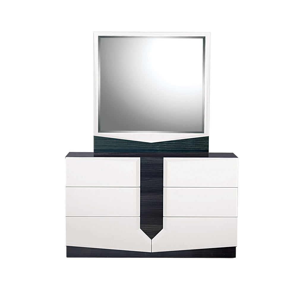White And Grey Mirror With Rectangular Wood Trim - Homeroots