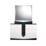 White And Grey Mirror With Rectangular Wood Trim - Homeroots