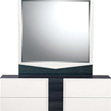 White And Grey Mirror With Rectangular Wood Trim - Homeroots - Flyclothing LLC