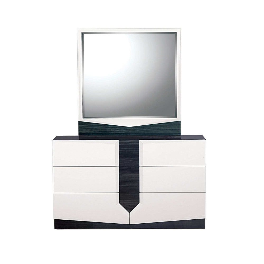 White And Grey Mirror With Rectangular Wood Trim - Homeroots - Flyclothing LLC