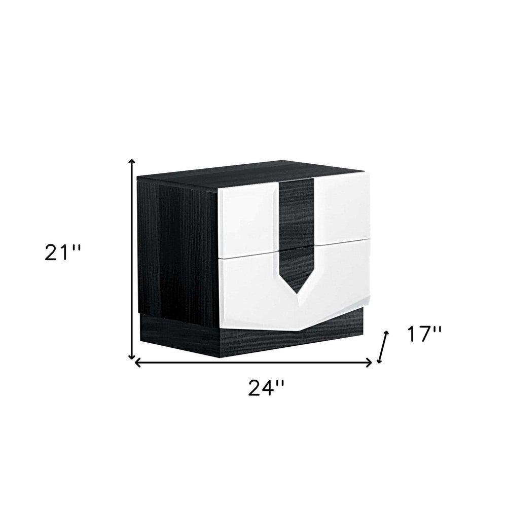 White And Grey Nightstand With 2 Drawer - Homeroots - Flyclothing LLC