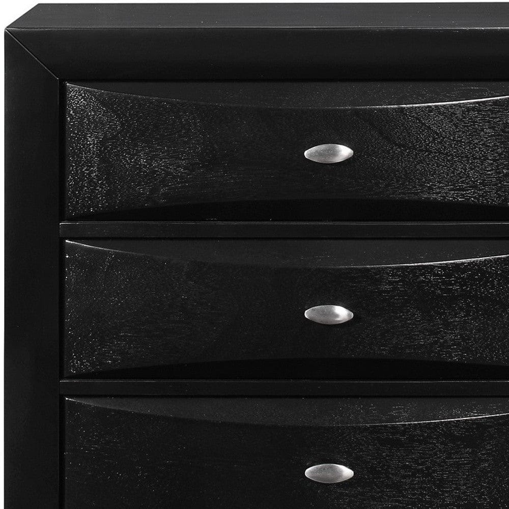59" Black Solid Wood Mirrored Five Drawer Dresser - Homeroots