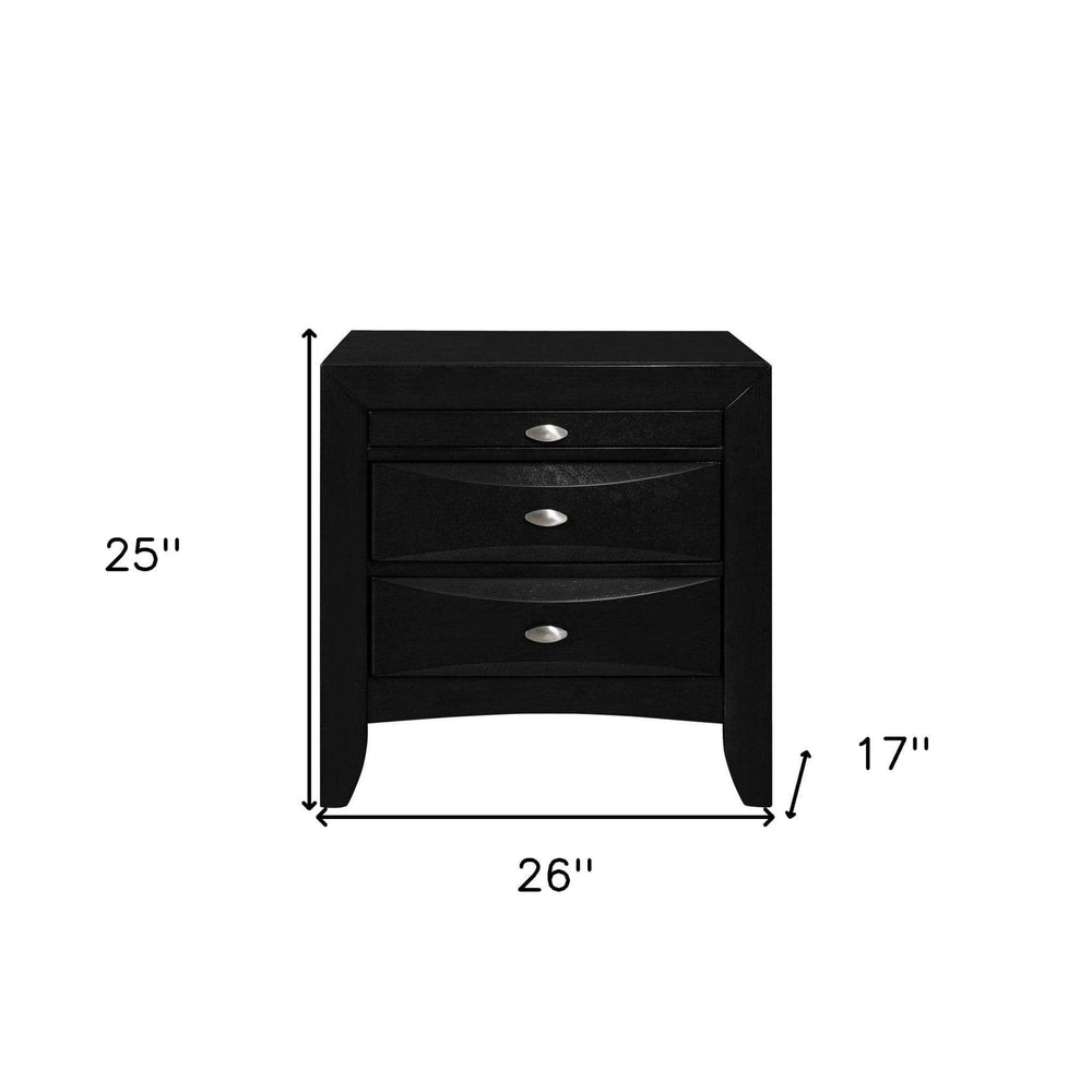 Black Nightstand With 2 Chambered Drawer - Homeroots - Flyclothing LLC