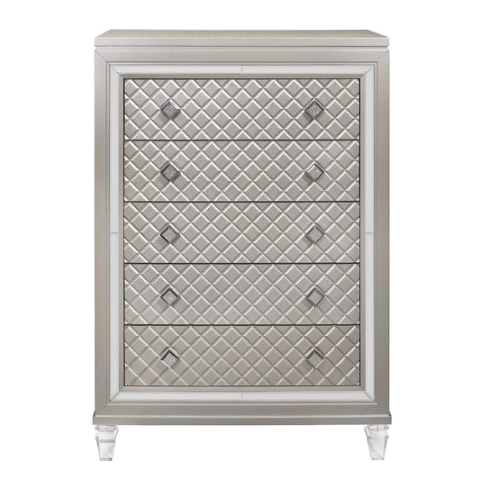 Champagne Toned Chest With Tapered Acrylic Legs And 5 Drawers - Homeroots
