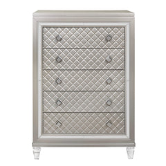 Champagne Toned Chest With Tapered Acrylic Legs And 5 Drawers - Homeroots
