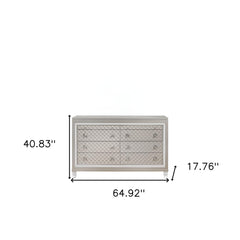 Champagne Toned Dresser With Tapered Acrylic Legs And 2 Jewelry Drawers - Homeroots