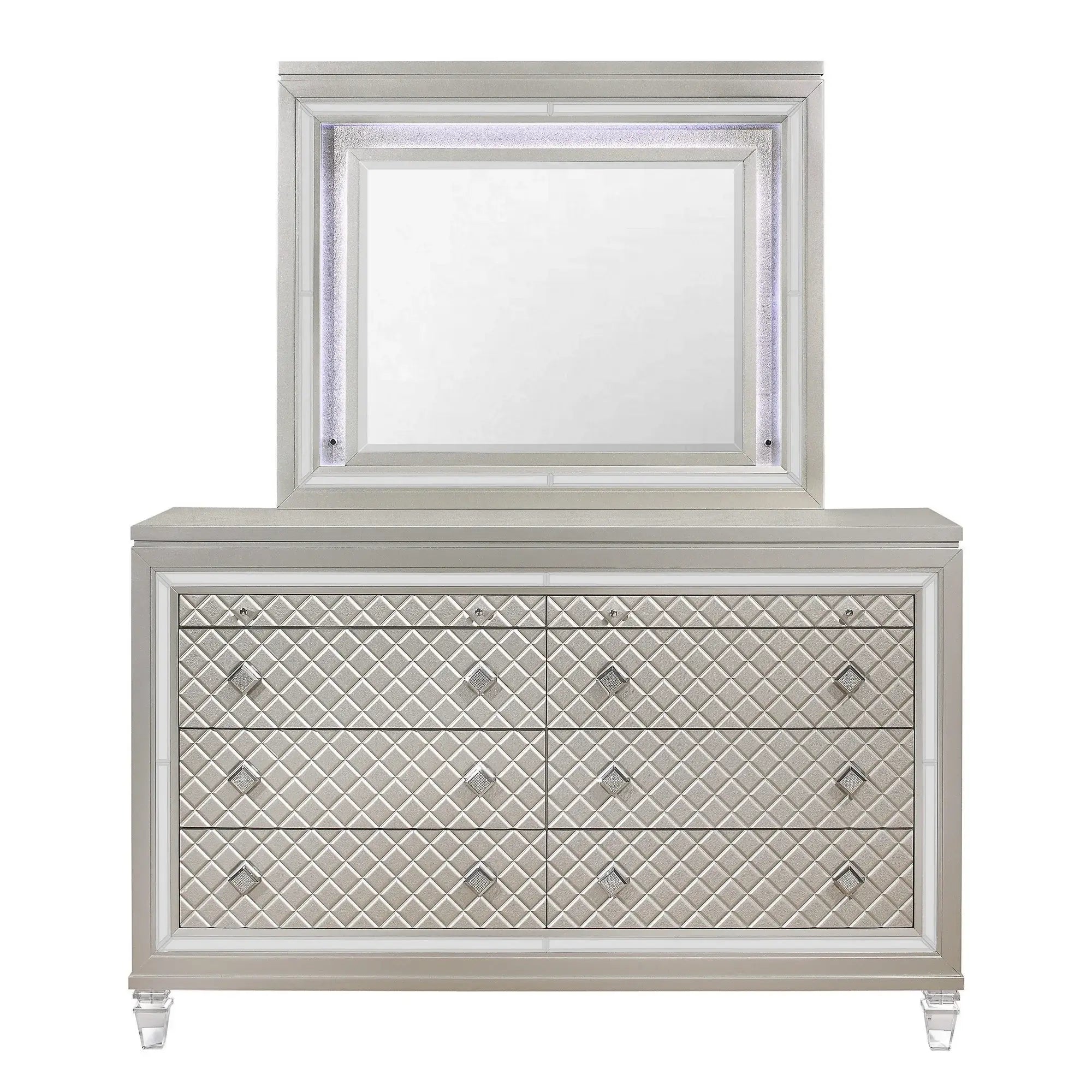 Champagne Toned Mirror Frame With A Lovely Mirrored Accents - Homeroots - Flyclothing LLC
