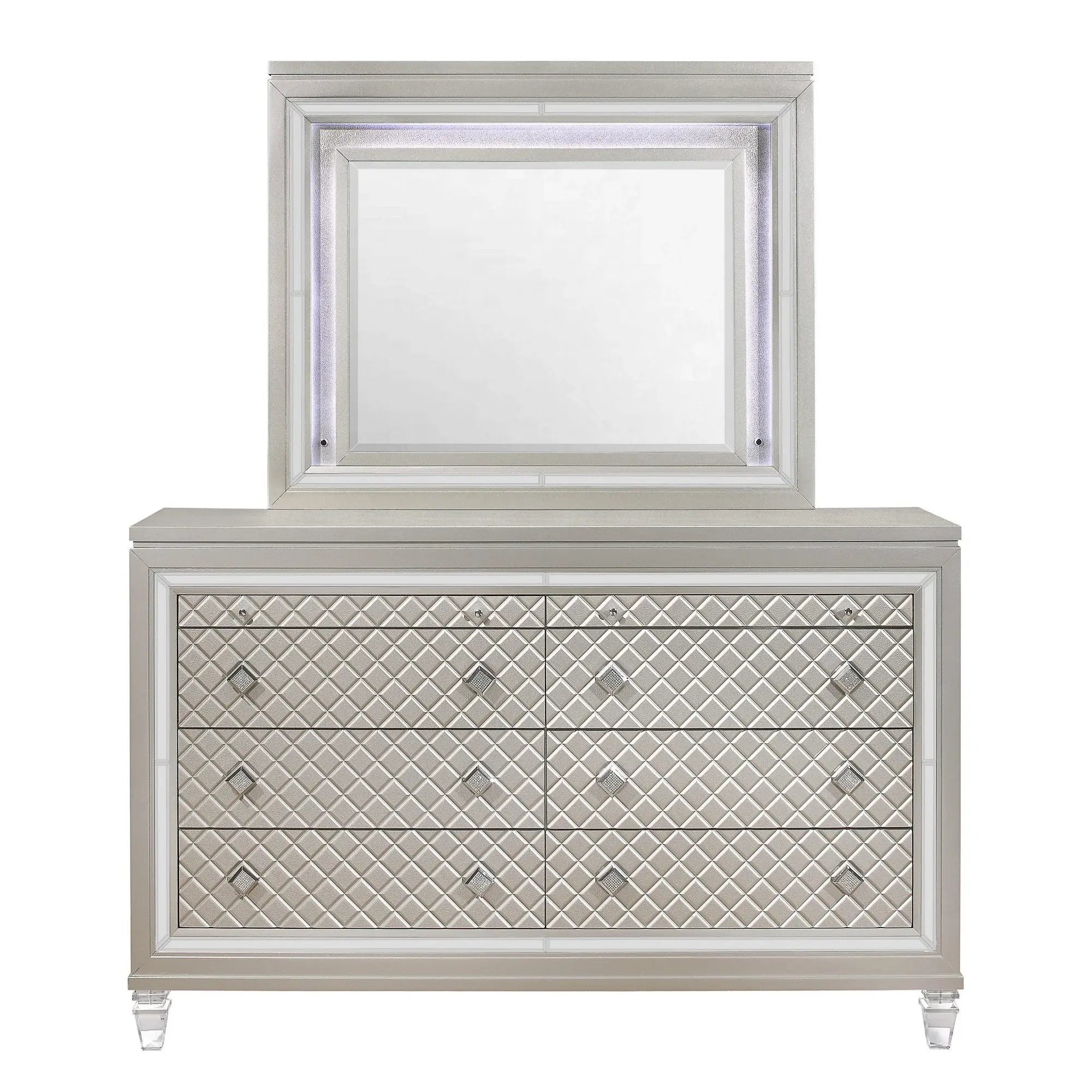 Champagne Toned Mirror Frame With A Lovely Mirrored Accents - Homeroots - Flyclothing LLC