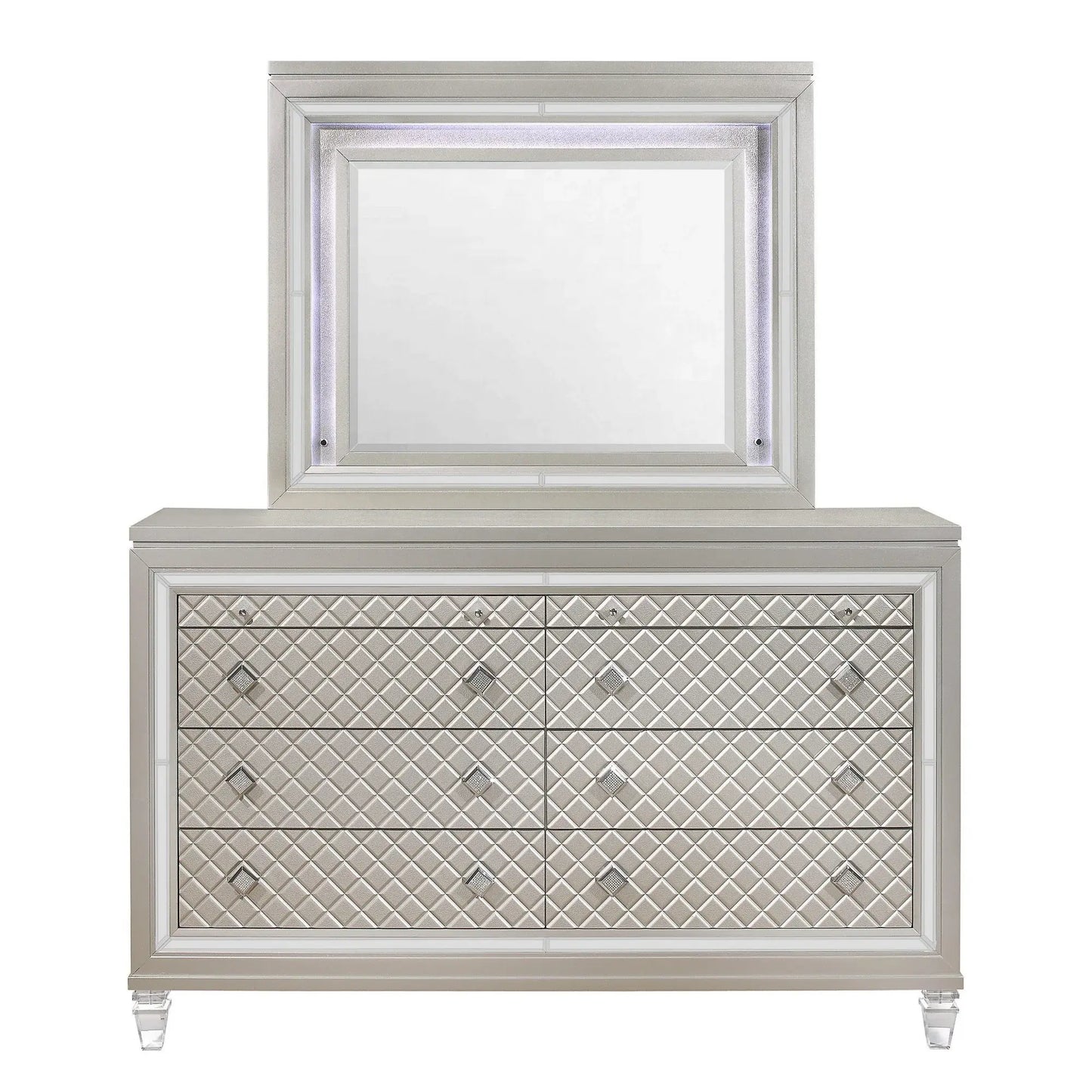 Champagne Toned Mirror Frame With A Lovely Mirrored Accents - Homeroots - Flyclothing LLC