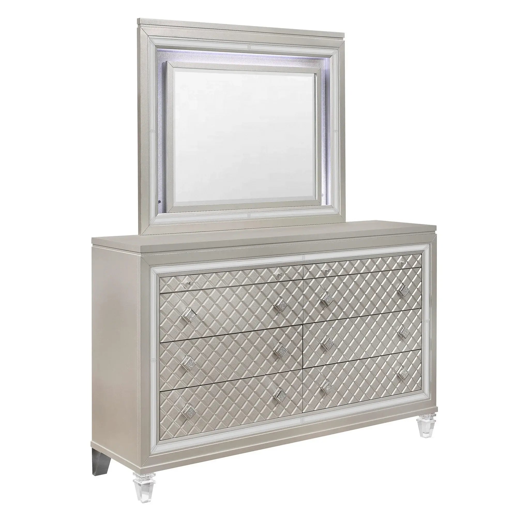 Champagne Toned Mirror Frame With A Lovely Mirrored Accents - Homeroots - Flyclothing LLC