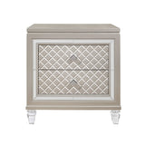 Champagne Toned Nightstand With Tapered Acrylic Legs And 2 Drawers - Homeroots - Flyclothing LLC