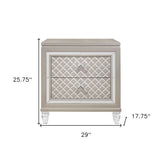 Champagne Toned Nightstand With Tapered Acrylic Legs And 2 Drawers - Homeroots - Flyclothing LLC