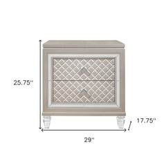 Champagne Toned Nightstand With Tapered Acrylic Legs And 2 Drawers - Homeroots