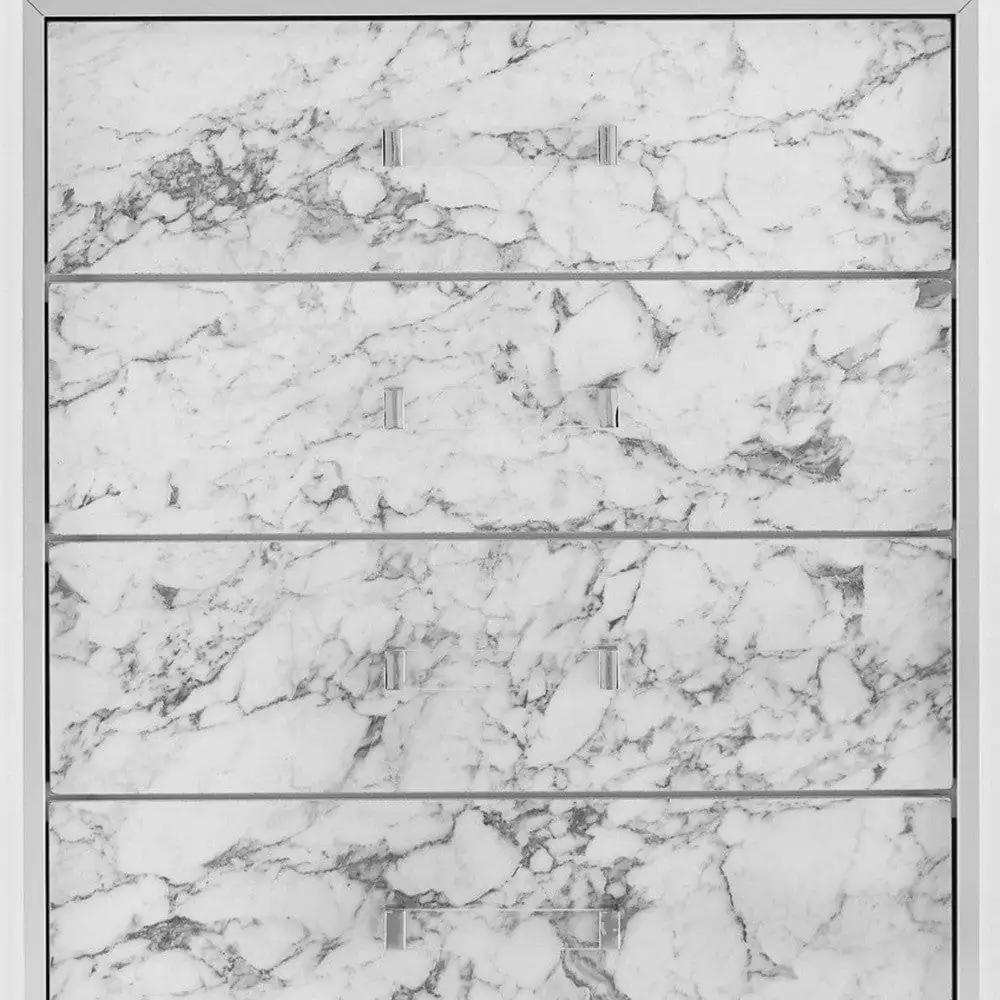 Modern White Chest With 5 Faux Marble Detailed Front Drawer. - Homeroots - Flyclothing LLC