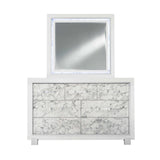 Modern White Dresser With 7 Faux Marble Detailed Front Drawer. - Homeroots