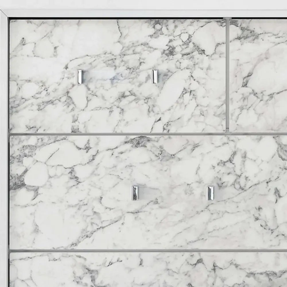 Modern White Mirror With Faux Marble Border Detail Led Lightning - Homeroots - Flyclothing LLC